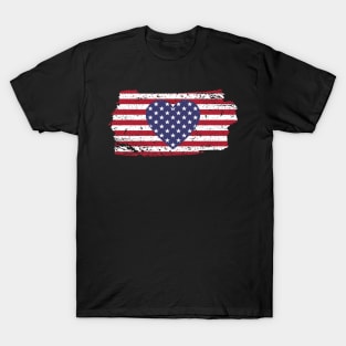 USA flag in star design for 4th July T-Shirt